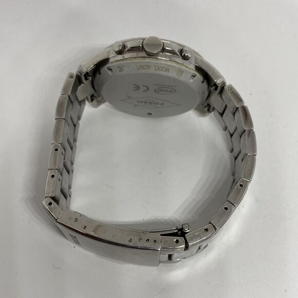 Fossil NDW1 Men's Silver Stainless Steel Analog Black Dial Quartz Watch UC63 - Picture 11 of 12